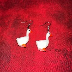 Cute White Duck Dangle Earrings | Kawaii Farm Animal Jewelry